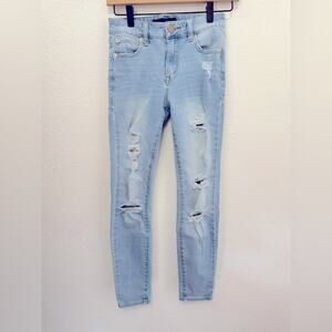 Aeropostale Juniors Light Blue Distressed Jeans size 0 short